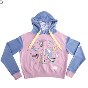 NWT Loungefly Alice in Wonderland Rabbit Hole Crop Hoodie - L